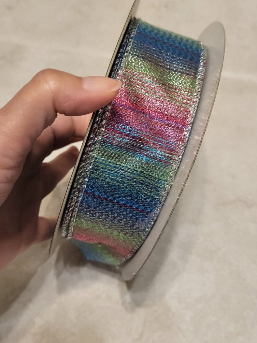 Kirkland Signature Lightly Used Ribbon- 1.5" Iridescent Vertical Design